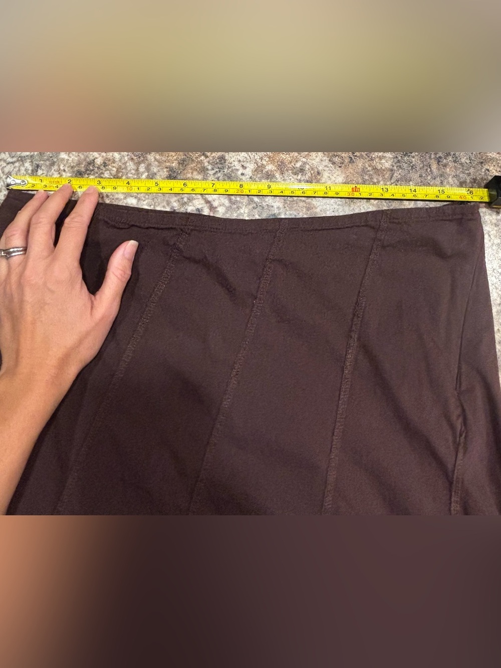 Chocolate Brown Embroidered Midi Skirt Boho Artisan Lagenlook European, L - Picture 6 of 7